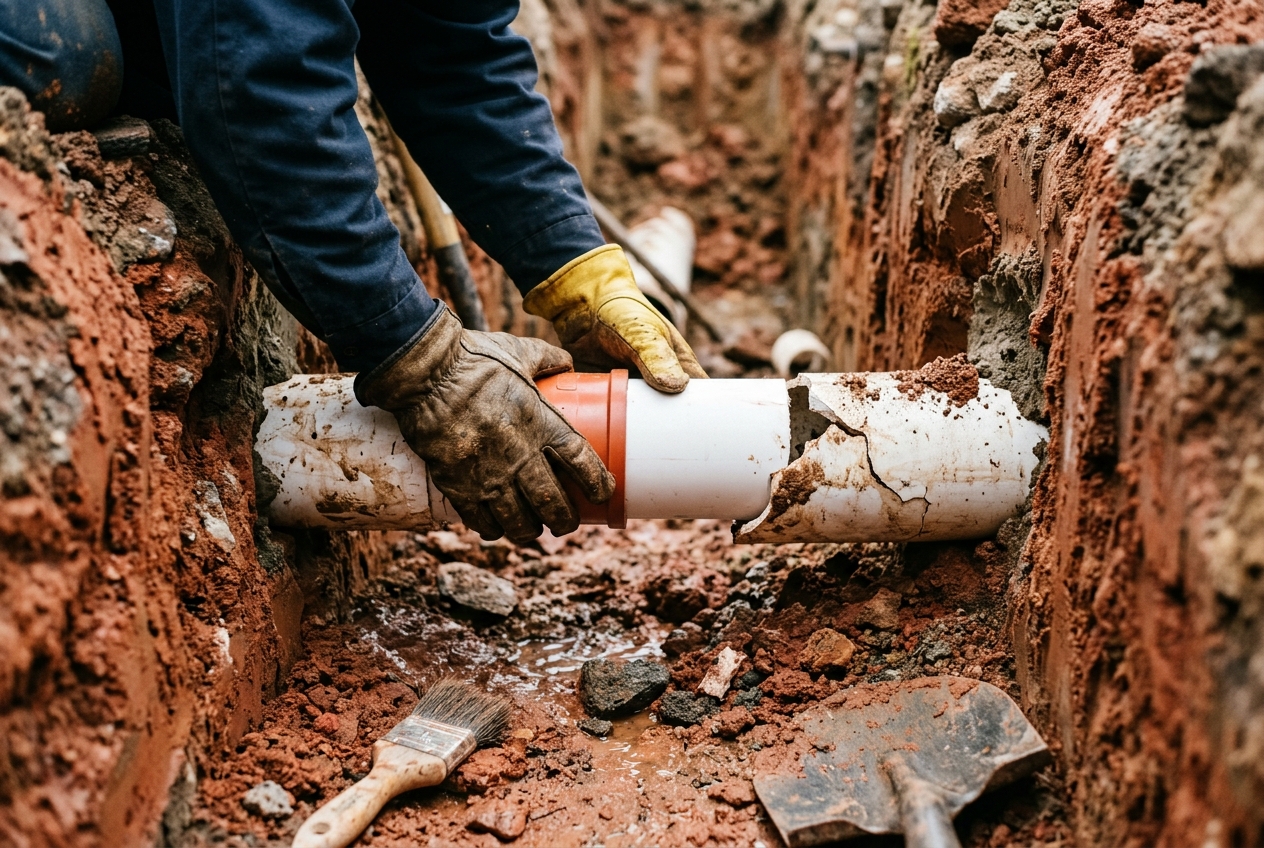 Sewer Repair — Backups, breaks, and root-choked lines fixed at the source.